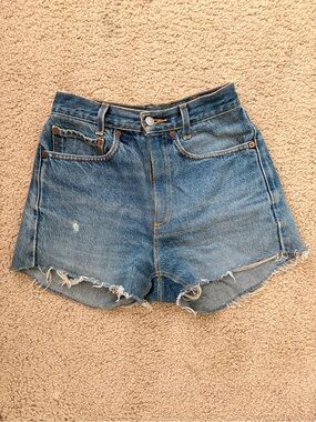 Levi's Raw Hem Blue Denim Women's Shorts